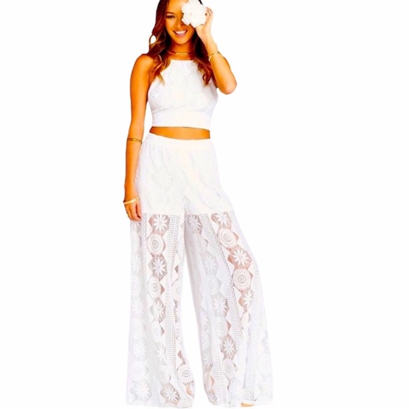 Show Me Your MuMu Pants - Show Me Your Mumu The Best Pant in White Flower Lace